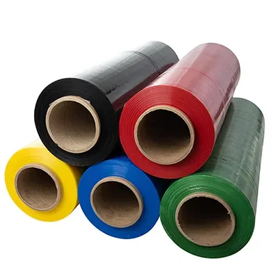 Rollos de film stretch pigmentado en negro, rojo, amarillo, azul y verde